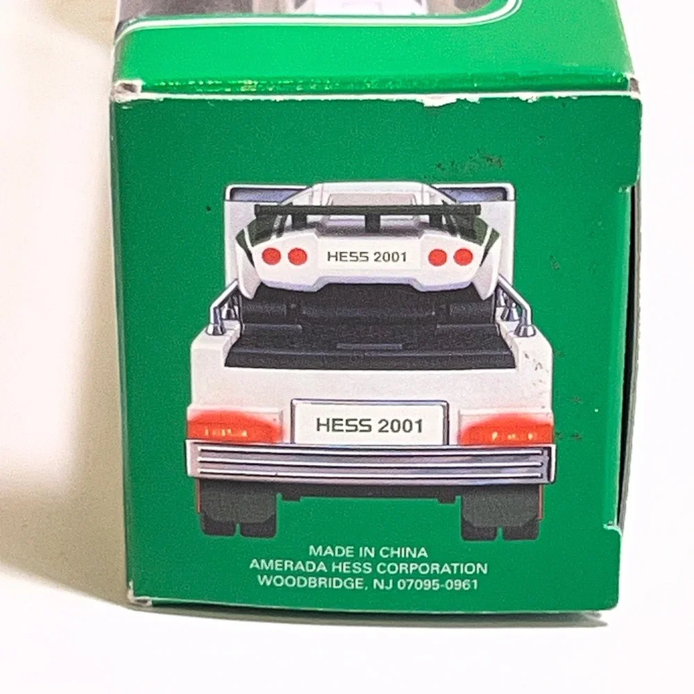 Hess 2001 Miniature Racer Transport White Green Toy Truck Set‎ Original Box